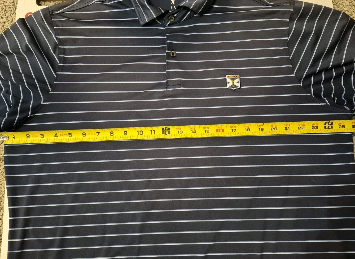 Fairway & Greene Polo Men’s X-Large Blue Stripe Golf Kinloch USA Logo Stretch