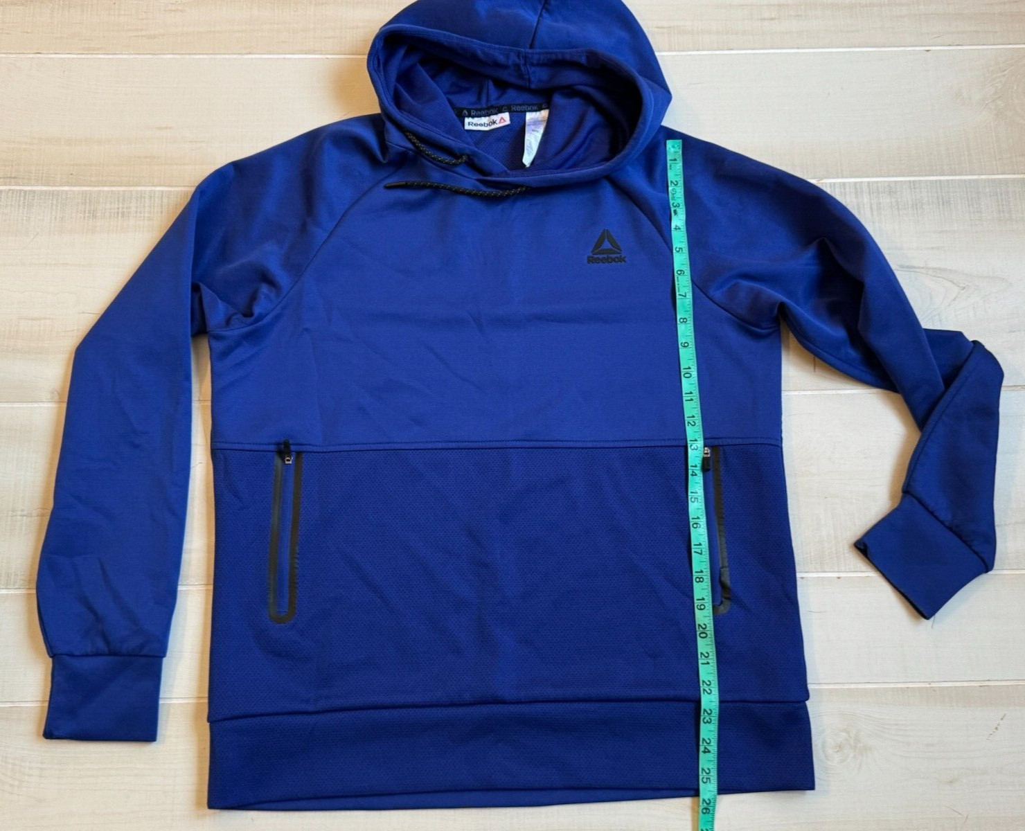 Reebok blue zip front pocket hoodie sweatshirt size M men’s