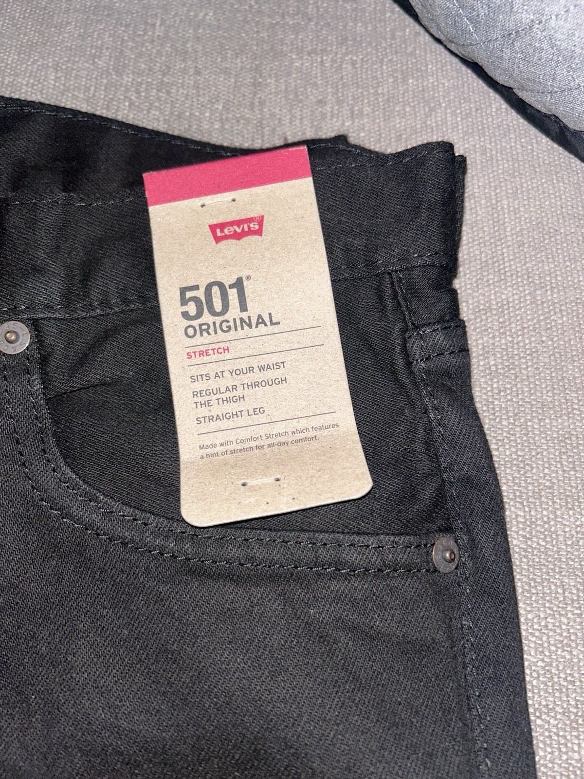 Levi’s 501 Series Dark Black Men’s Straight Stretch Denim Jeans Buttonfly ORIG