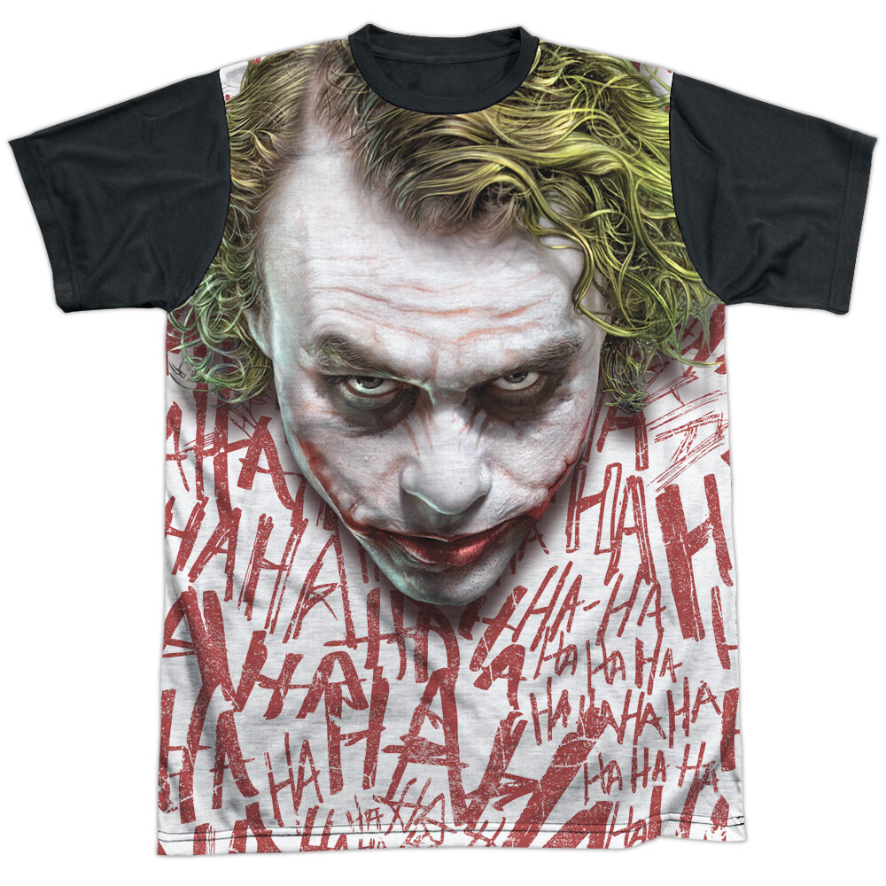 Dark Knight Joker Face Adult Halloween Costume T Shirt (Black Back), S-3XL