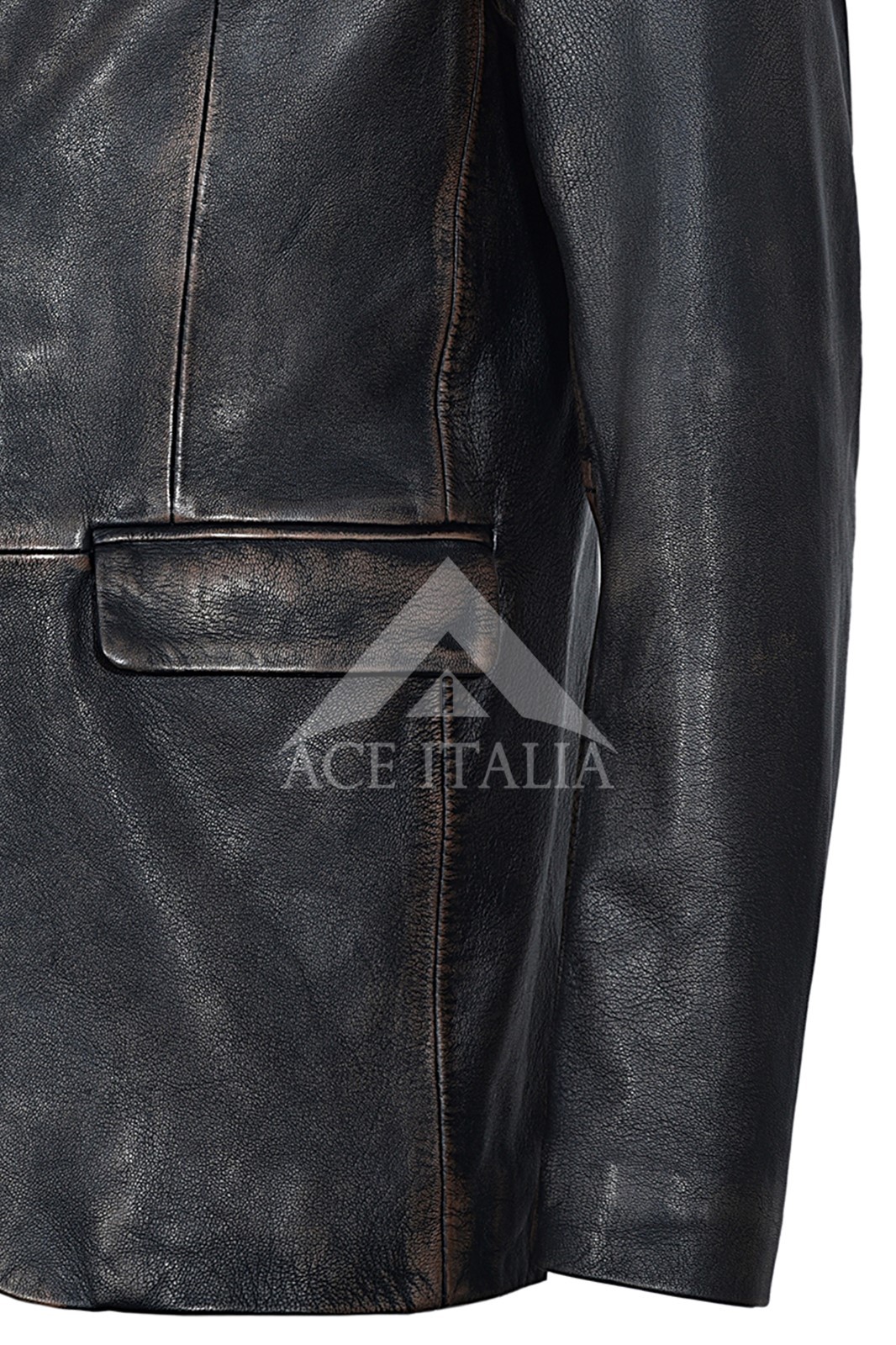 Men Leather Blazer Black Vintage Classic Formal Coat Genuine Leather Blazer 3450