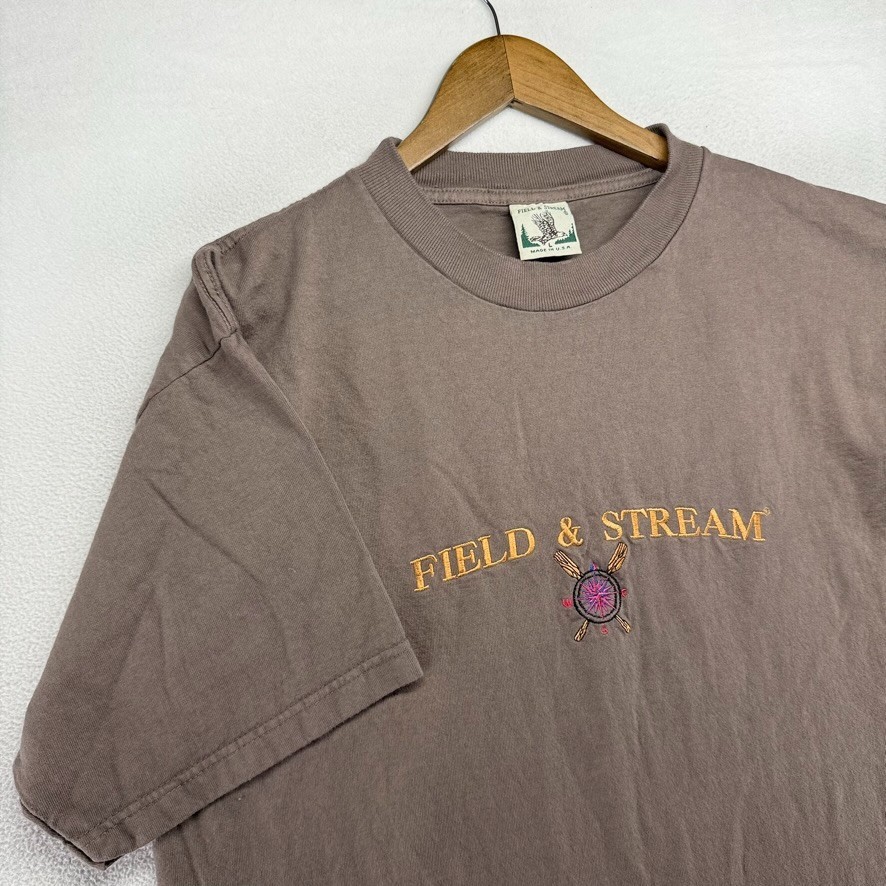 Vintage Field Stream Shirt Men’s Large Embroidered Fish Fishing USA Made 90s