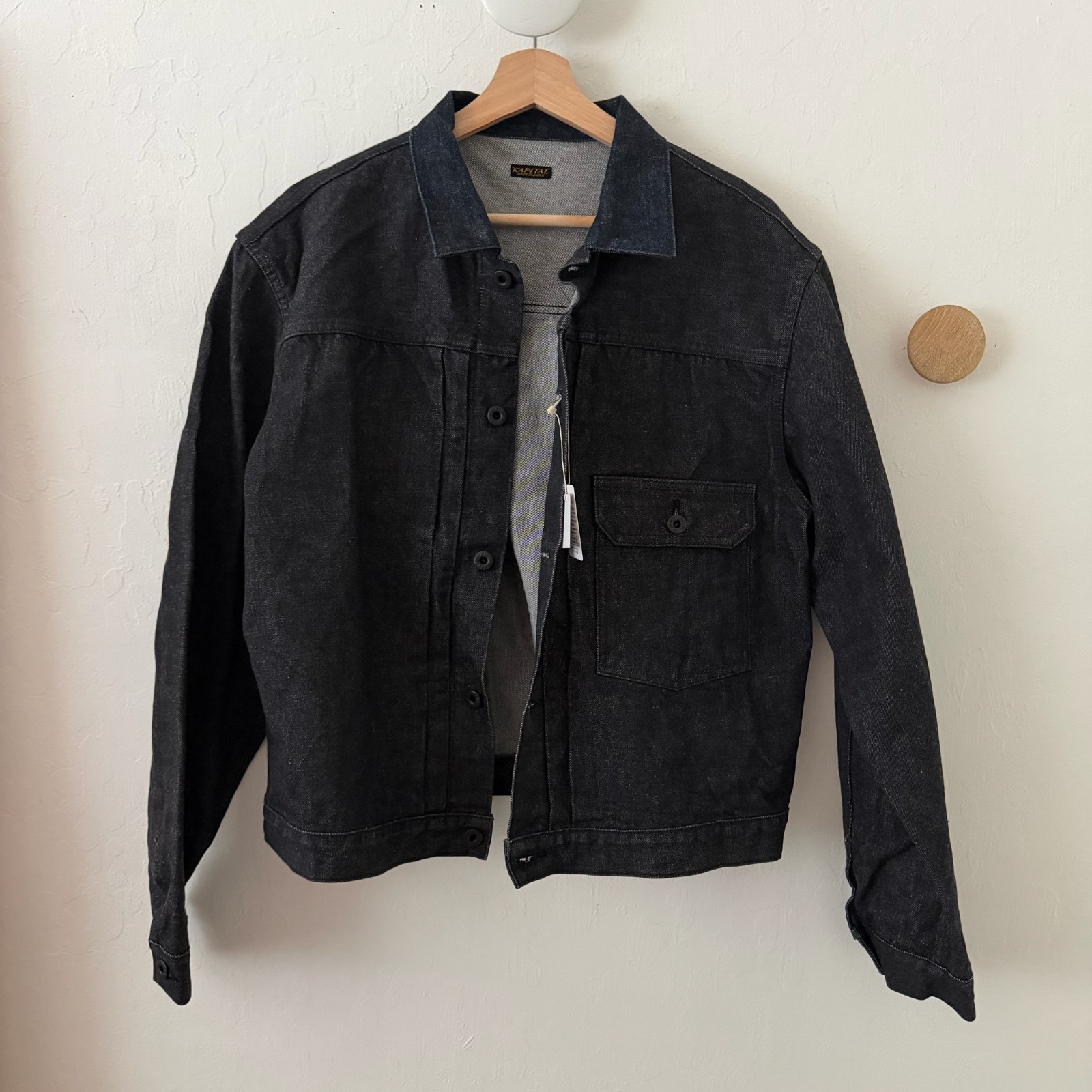KAPITAL 14oz Black Denim 1st JKT Type 1 Jacket Size 3 Medium $476 NEW