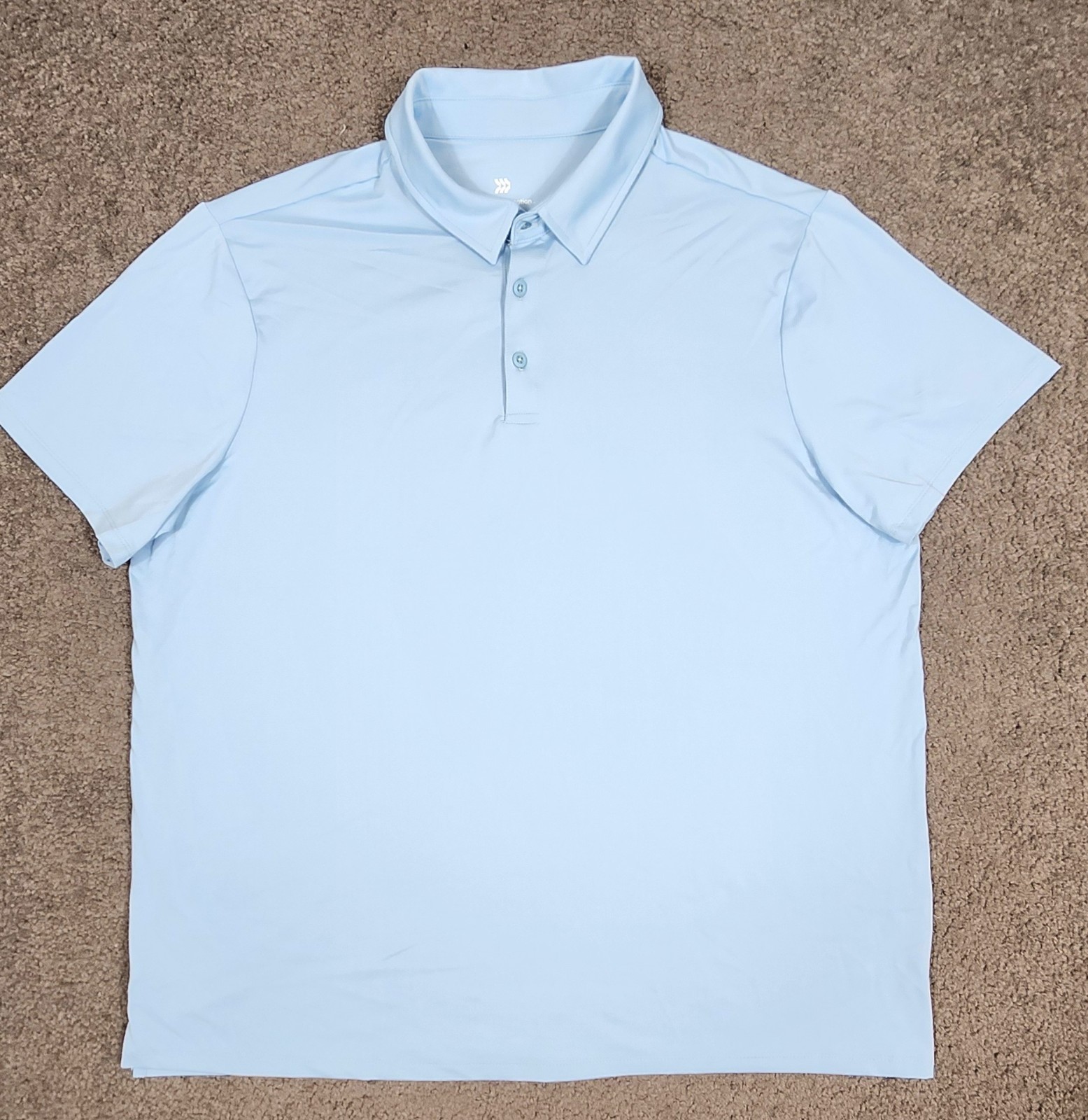 Men’s Polo Shirt Short Sleeve Size XL Blue All In Motion Stretch No Roll Collar