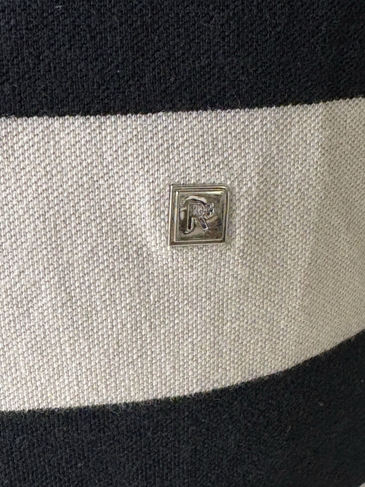 Polo Shirt Rocawear Men sz 2X-Lrg Black & White Striped Zip Button Hook & Loop