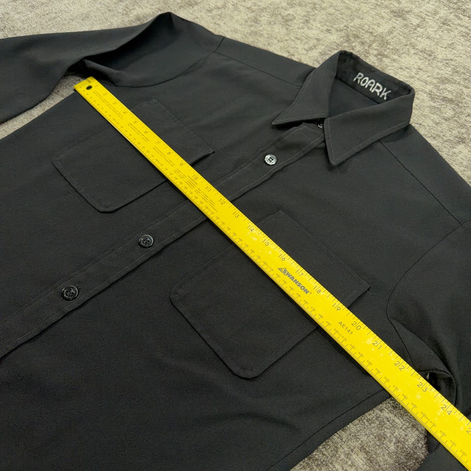 Vintage US Navy Shirt Mens Sz 15 Black Seafarer Sailor Military Anchor Buttons