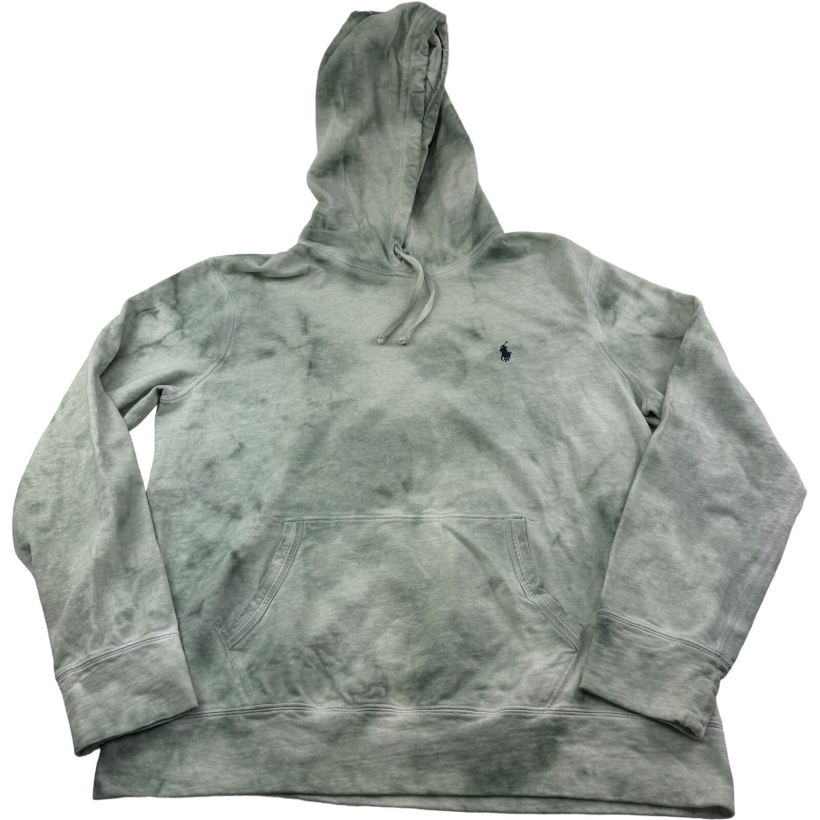Polo Ralph Lauren Green & White Tie Dye Cotton Linen Hooded Sweatshirt Sz Large