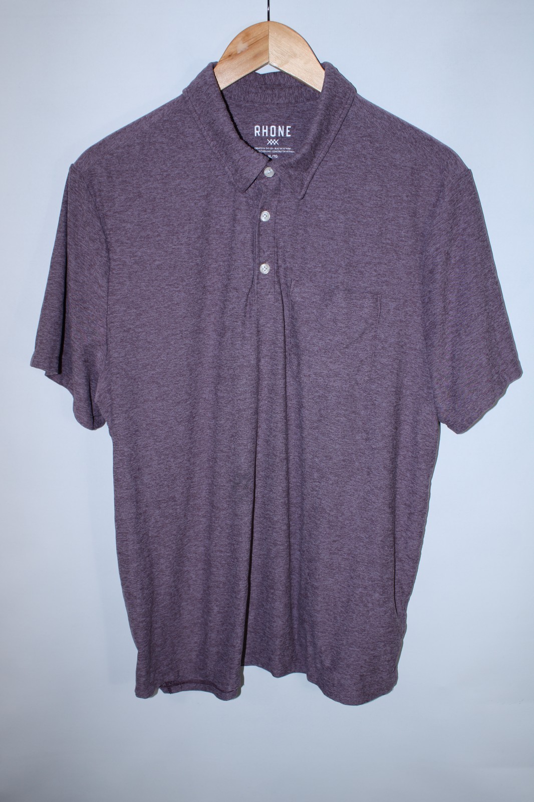 Rhone Men’s XL Heathered Plum Short Sleeve Soft Activewear Polo Shirt