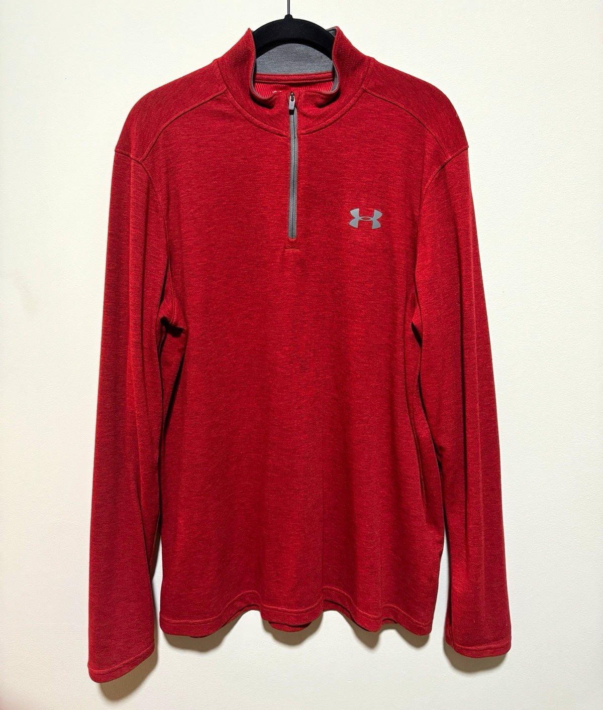 Under Armour ColdGear 1/4 Zip Pullover Men’s Medium Red Loose Athletic Top
