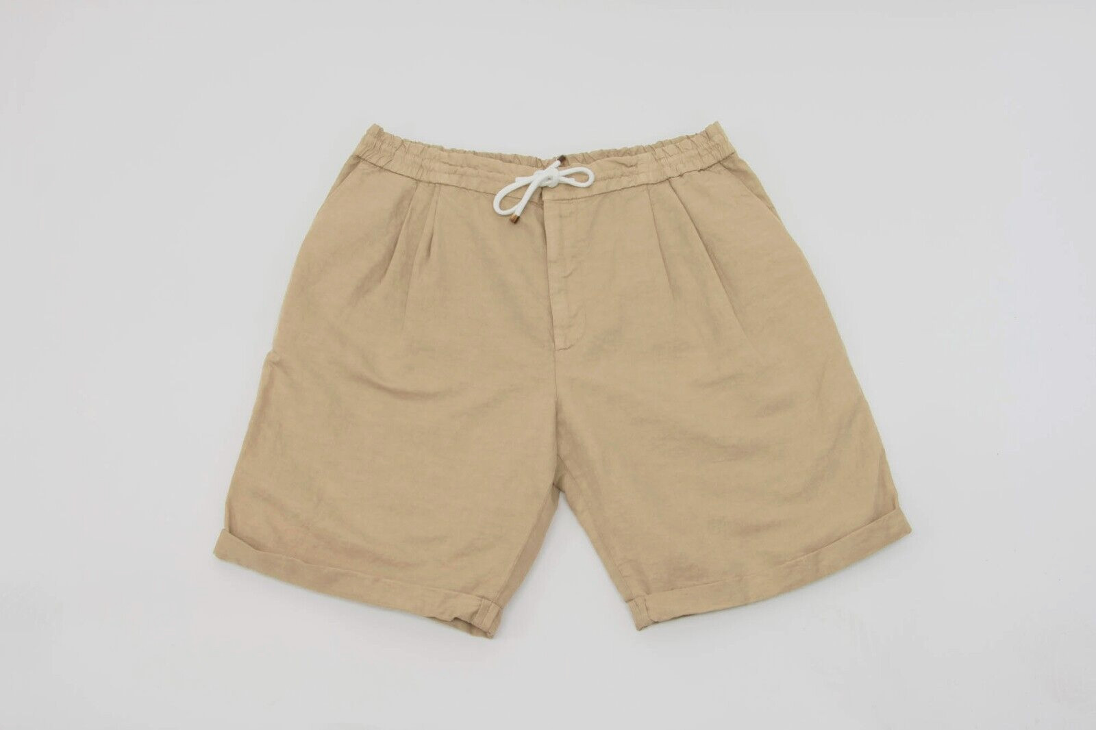NWT Brunello Cucinelli Men’s Drawstring Khaki Bermuda Shorts A248