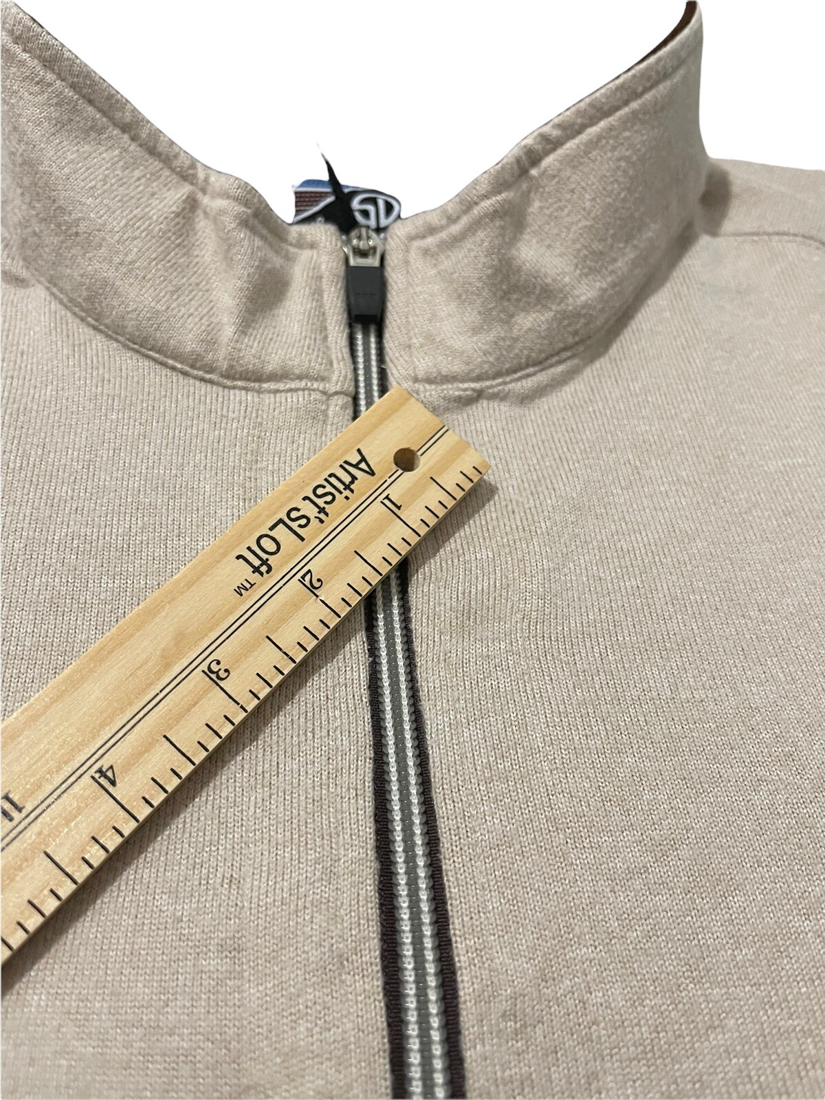 STRAIGHT DOWN Men’s 1/2 Zip Jacket Beige Embroidered Golfing Size Large