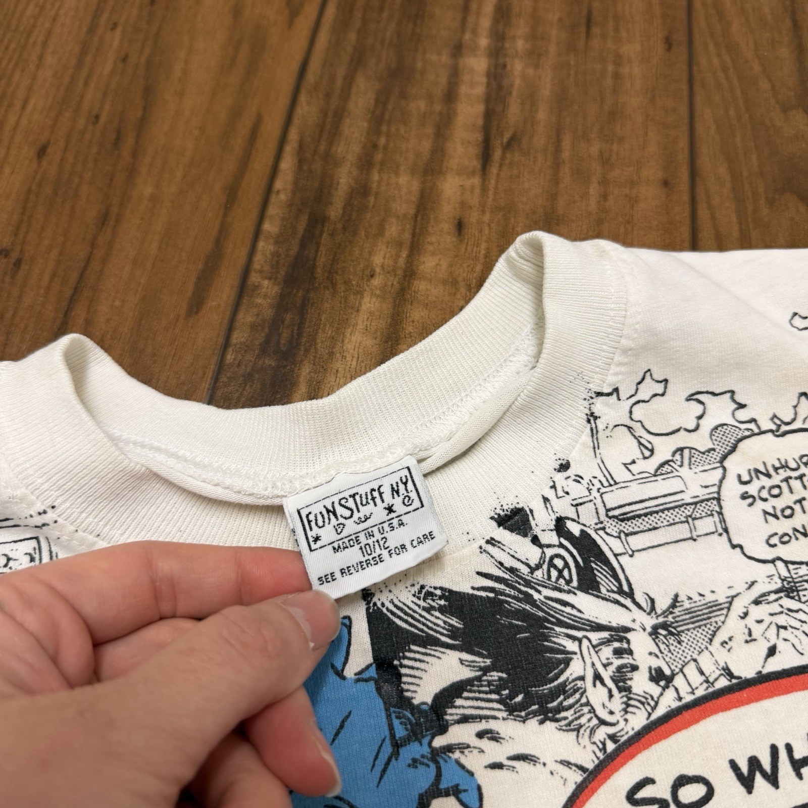 Vtg X-Men Beast AOP T-Shirt Tee Marvel Comics USA Made Fun Stuff NY Youth 10/12