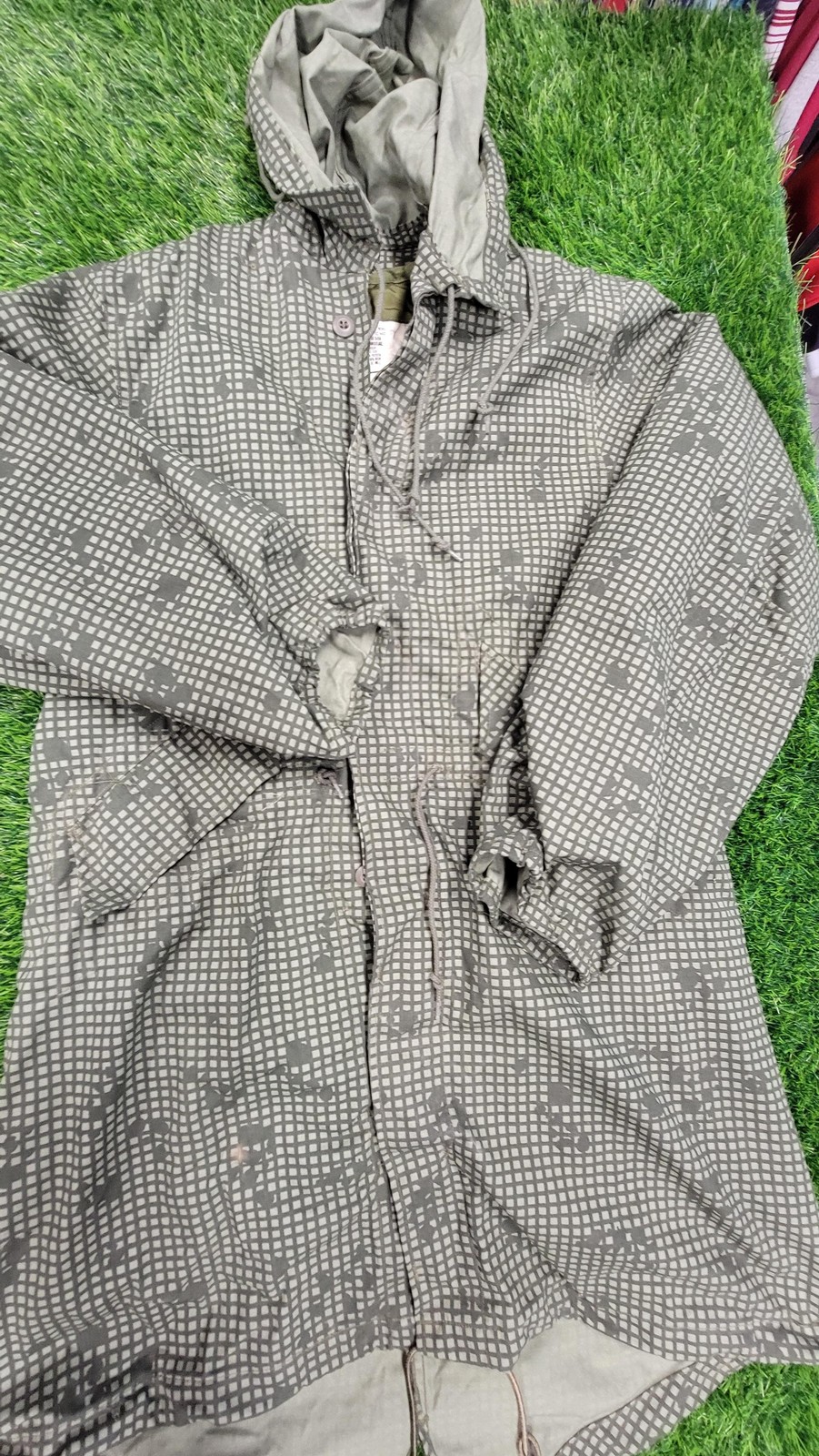 Vintage ALAMO MFG Night Camo Parka Mens Small Green Fishtail Hooded Desert Coat
