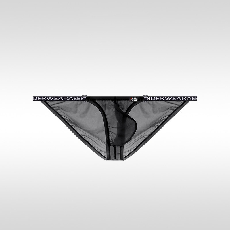 Men Sexy Ice Silk Transparent Underwear Low-rise Panties Breathable Pouch Briefs