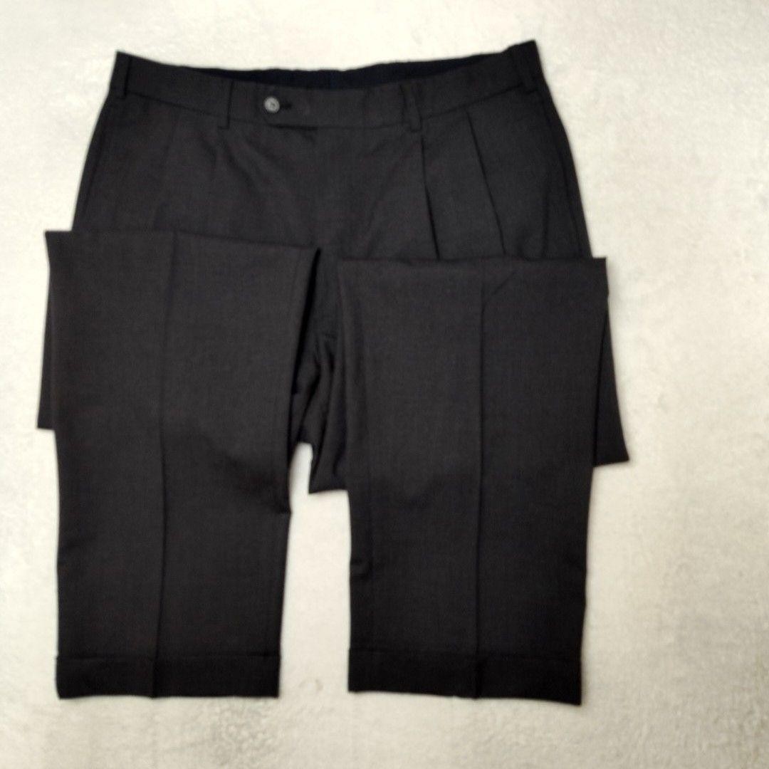 Brooks Brothers Pants Mens 34×32 Gray Wool Tweed Straight Pleated Cuffed Dress