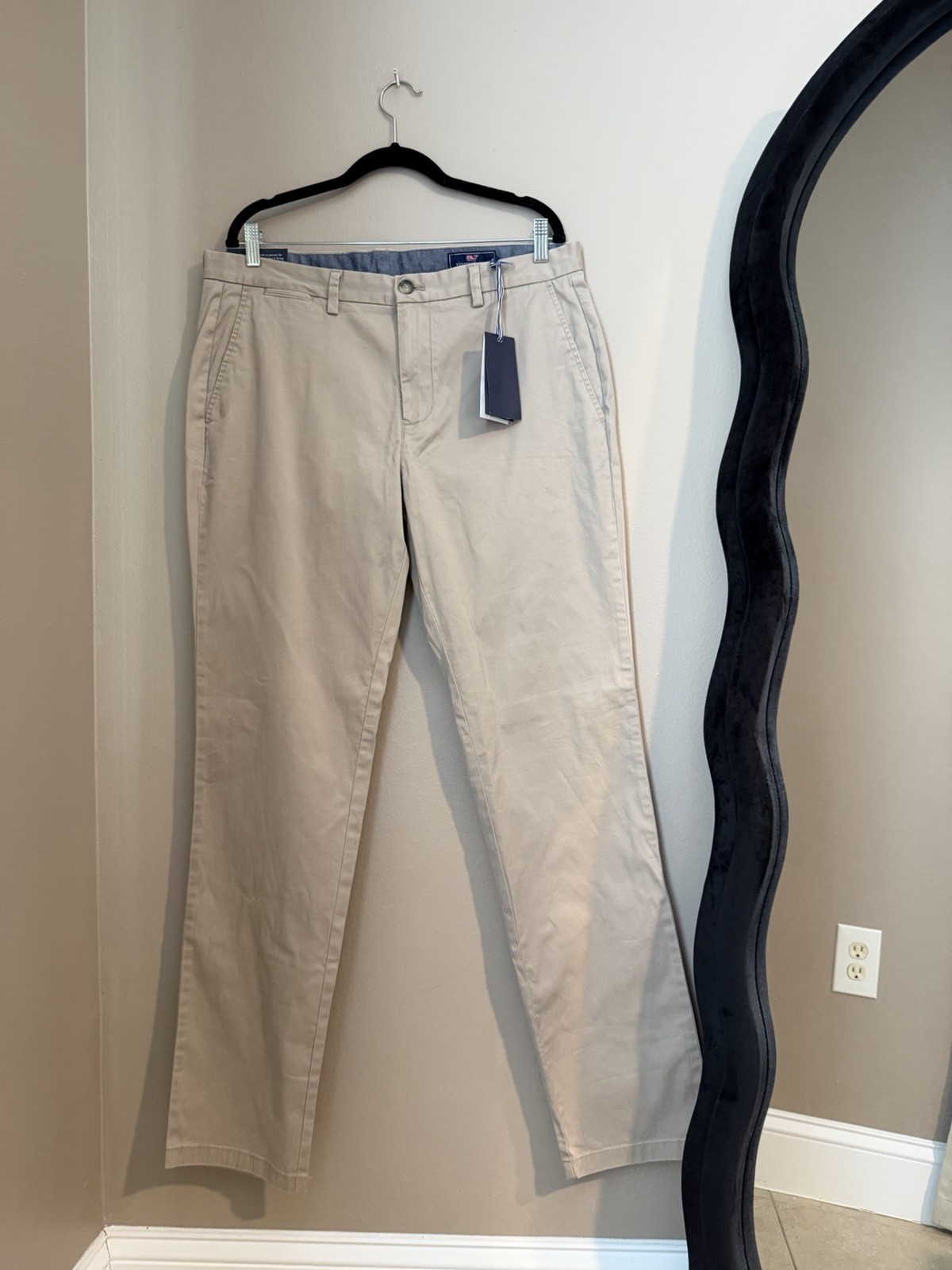 Vineyard Vines Breaker Pant Men’s Beige Chino Twill Stretch Straight Leg 36