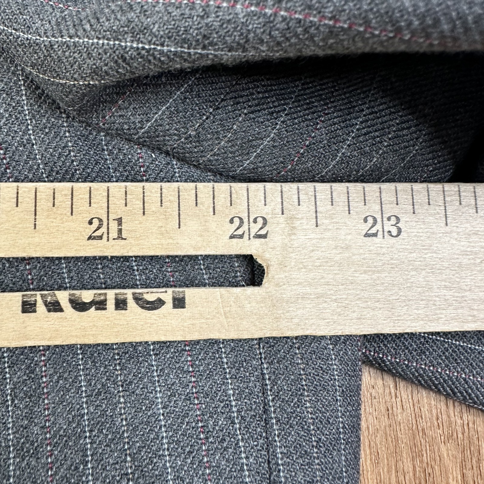 VTG 1960s Suit Mens 44L Gray Pinstripe 2 Button Wool Pants 42×31 Canvas 3 Piece