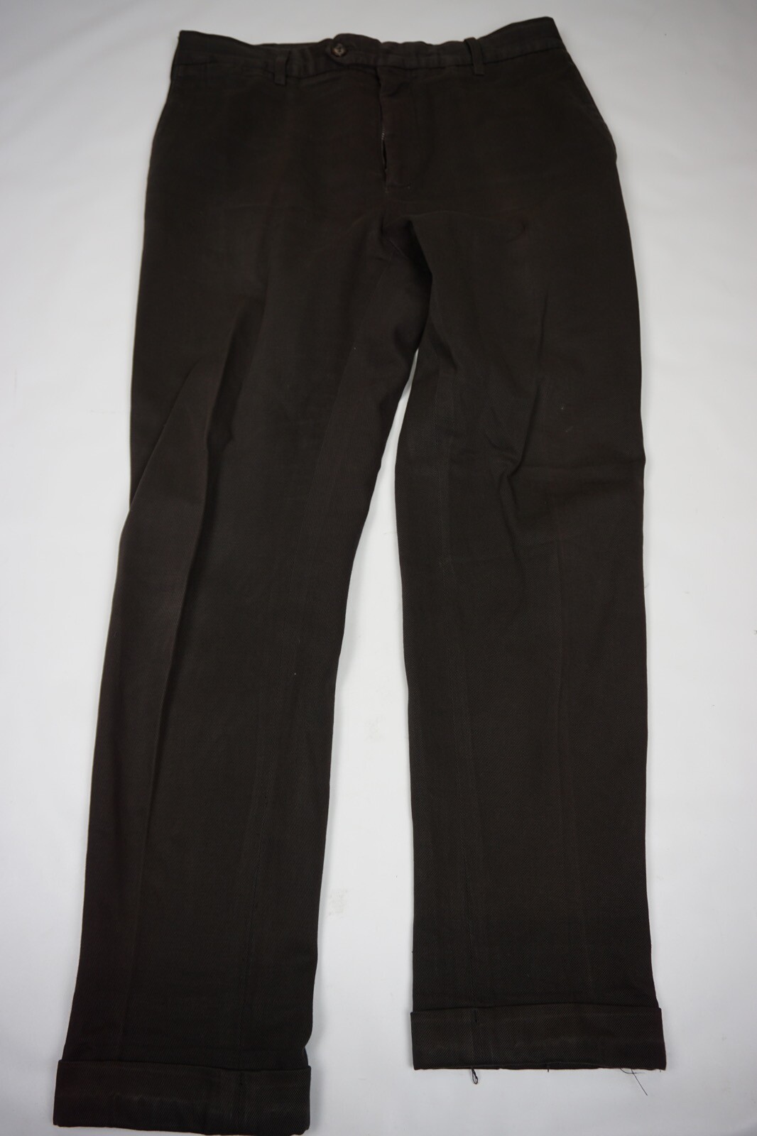 Mabitex 50 cinquanta 50 Brown Twill Casual Cuffed Flat Front Pants Sz 32/29