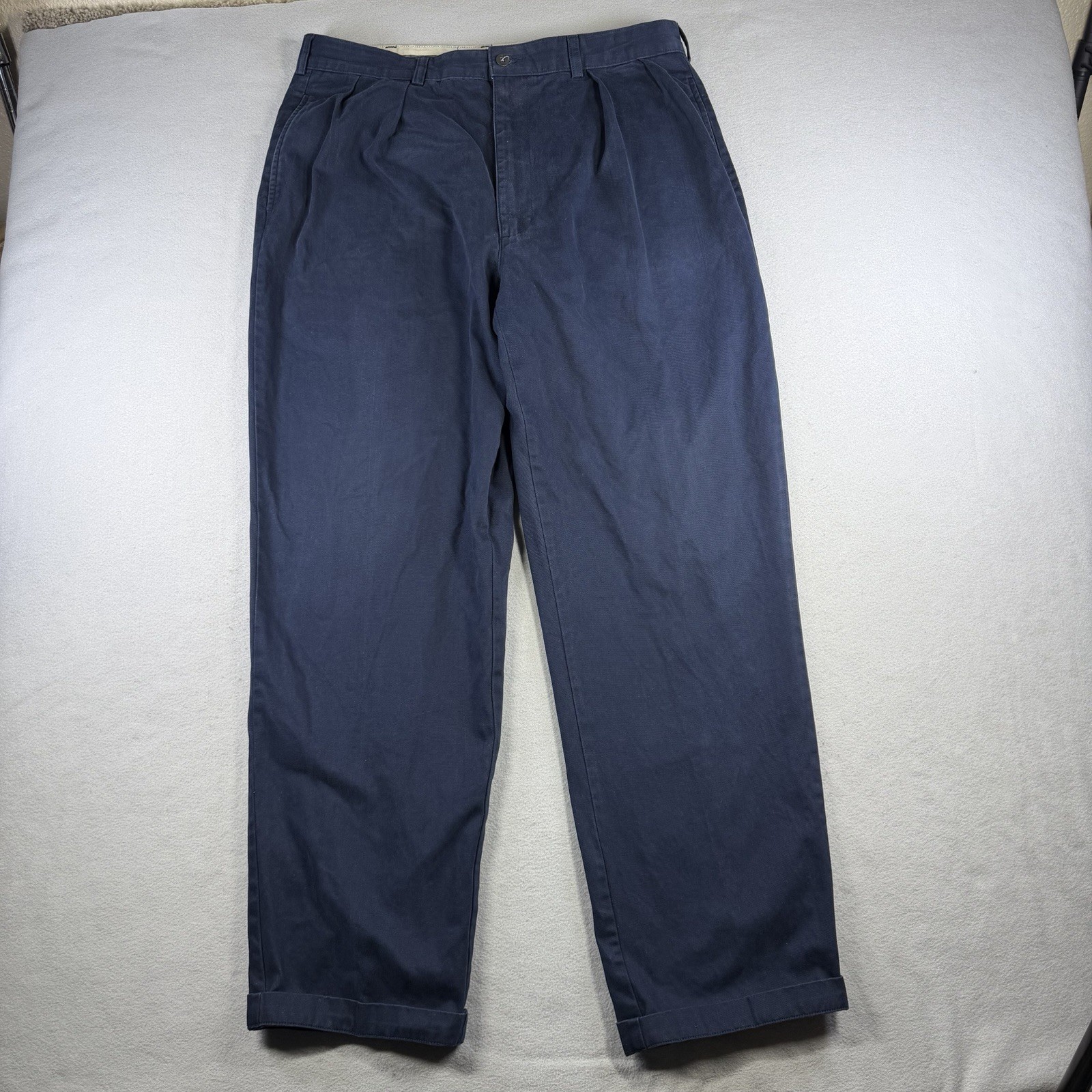 Vintage Polo Ralph Lauren Andrew Pant Chino Navy Blue Pleated 36×32 (34×30)