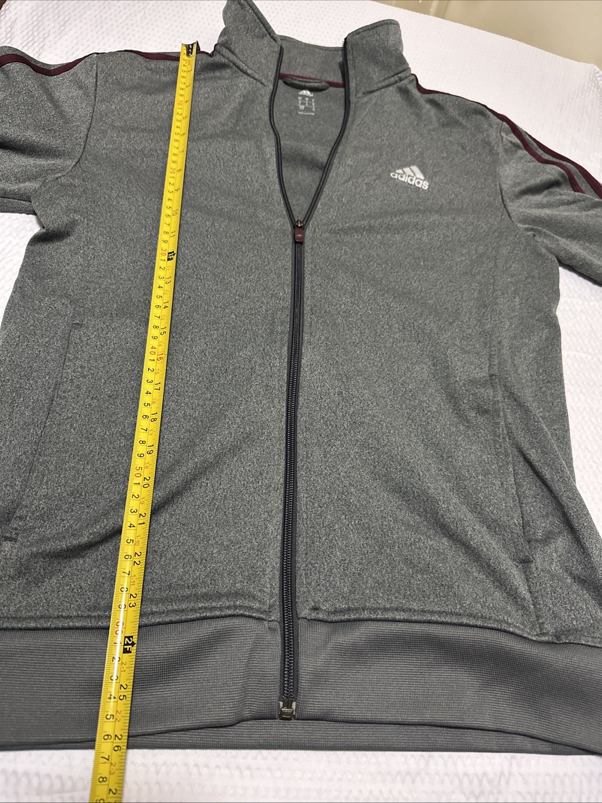 Adidas Essentials 3 Stripes Full Zip Track Jacket Mens S Gray Sweatshirt Soccer