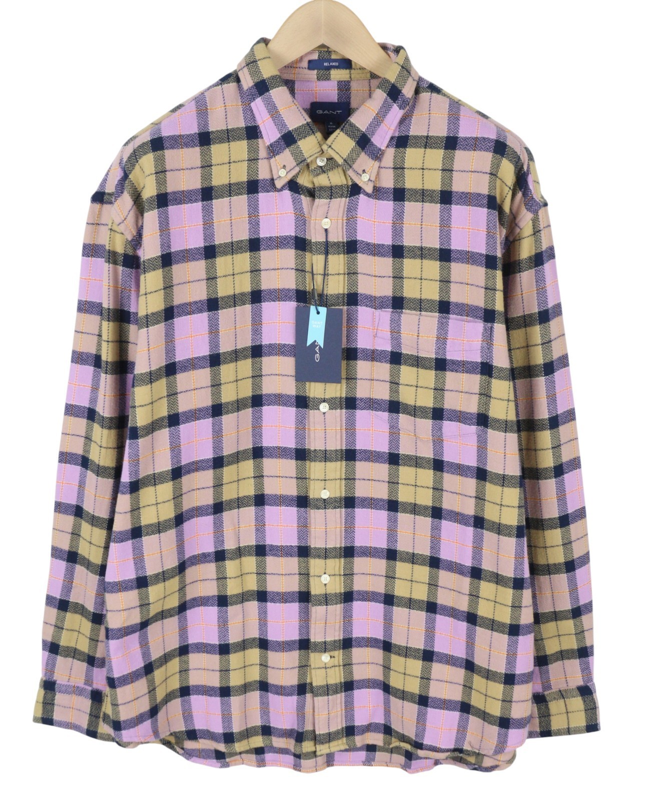 GANT Rel Texture Check Men Button-Down Shirt 2XL Orchid Violett Long Sleeve