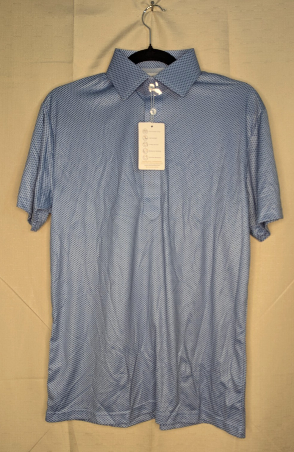 Collars & Co Men’s Size Small Blue Print Polo Stretch Shirt Lightweight