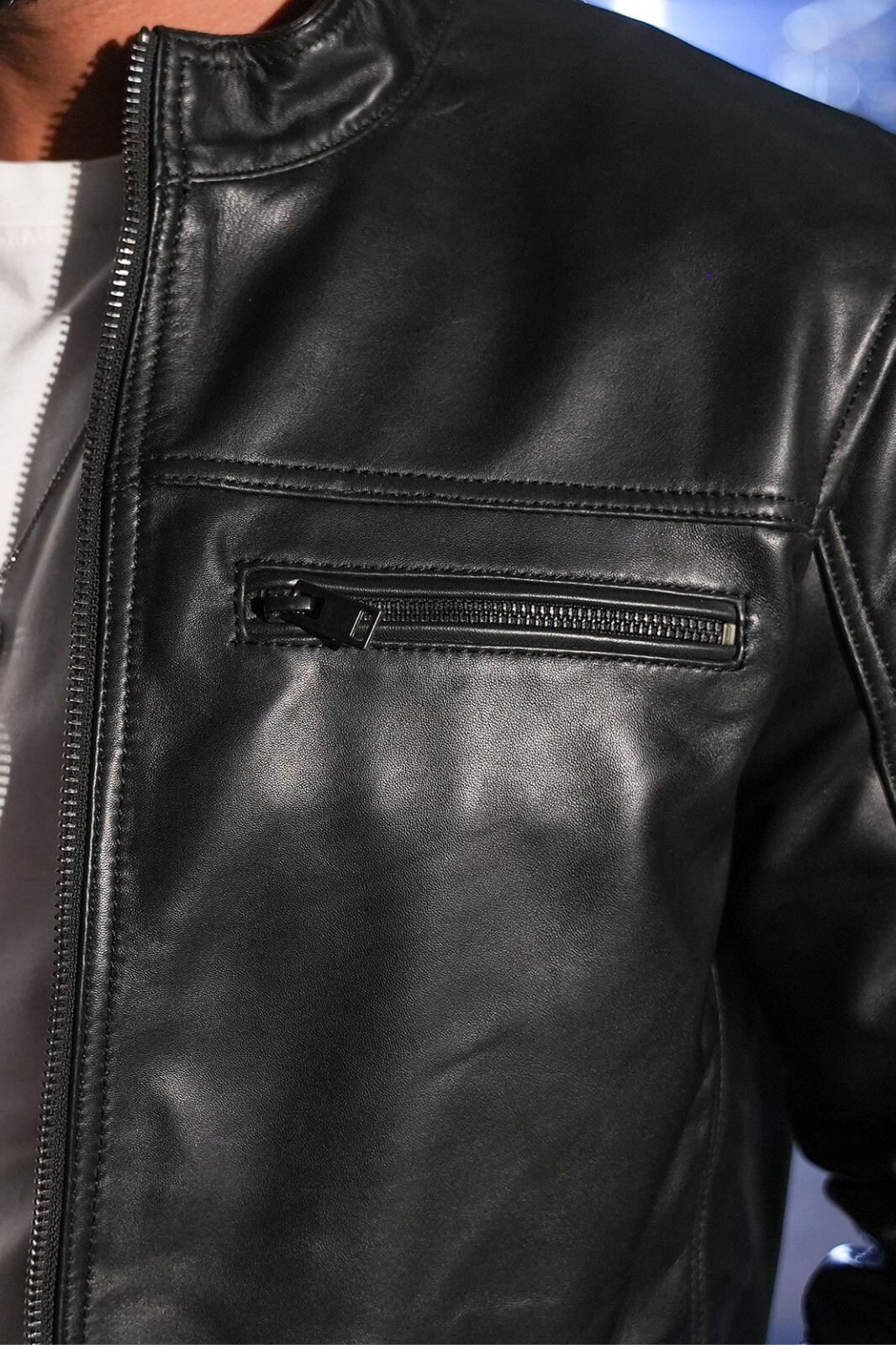 WING II Style Black Modern Genuine Leather Bomber Jacket AU