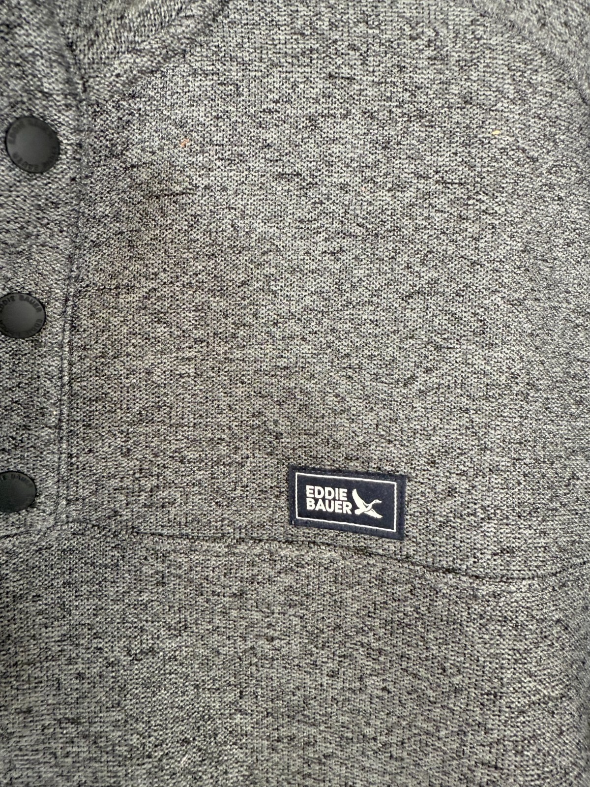 Eddie Bauer Pullover Sweater Mens S Heather Gray Fleece Knit Kangaroo Pocket NWT
