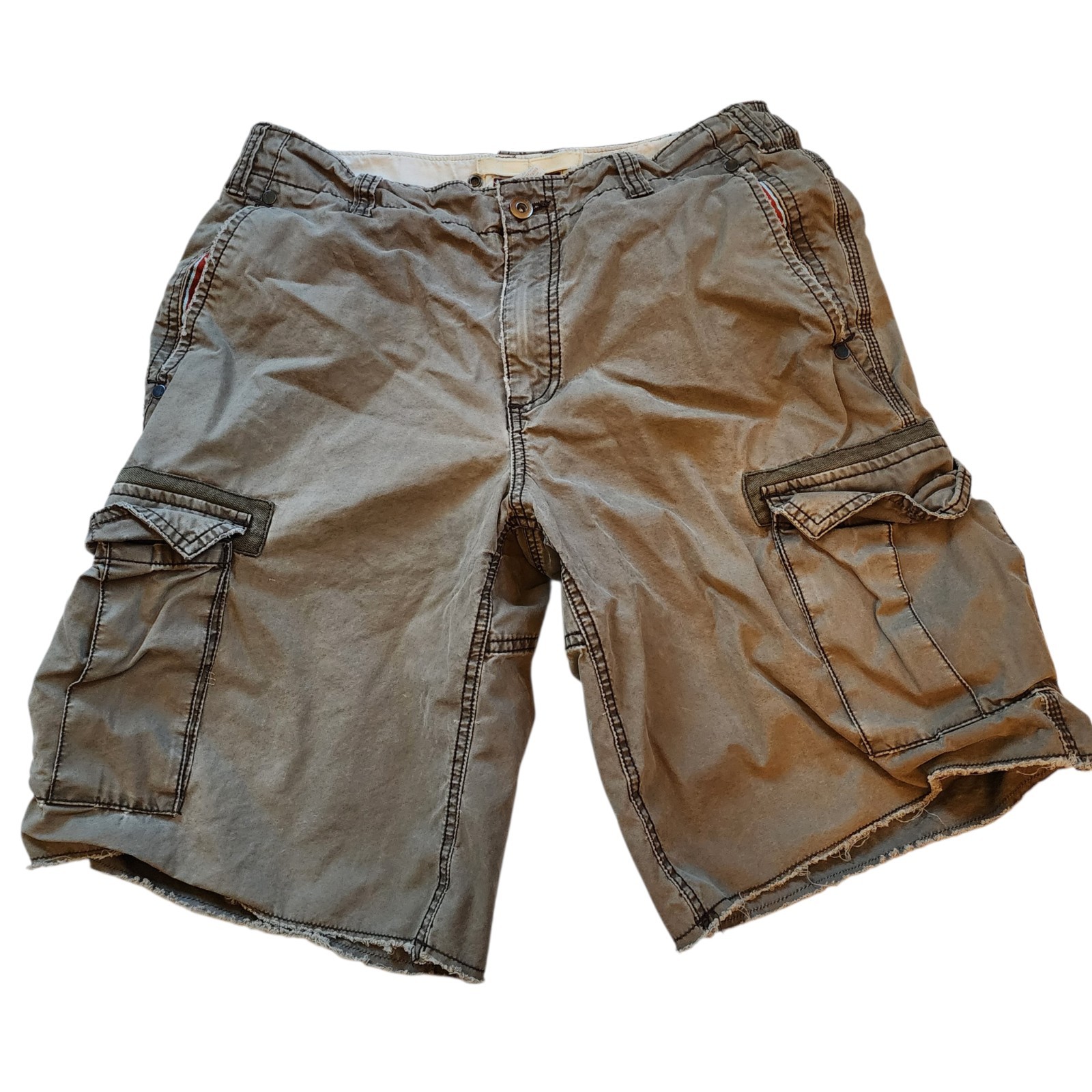 Old Navy Mens Cargo Shorts Size 31 Brown Distressed Raw Edge Hem