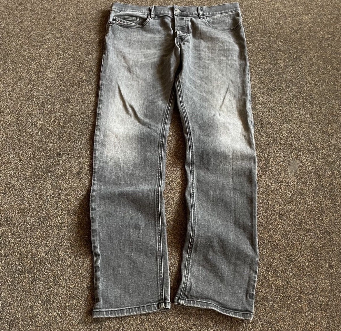 Y2K Grunge Diesel Denim Jeans Faded black Wash Skater Sunfaded Baggy Vintage