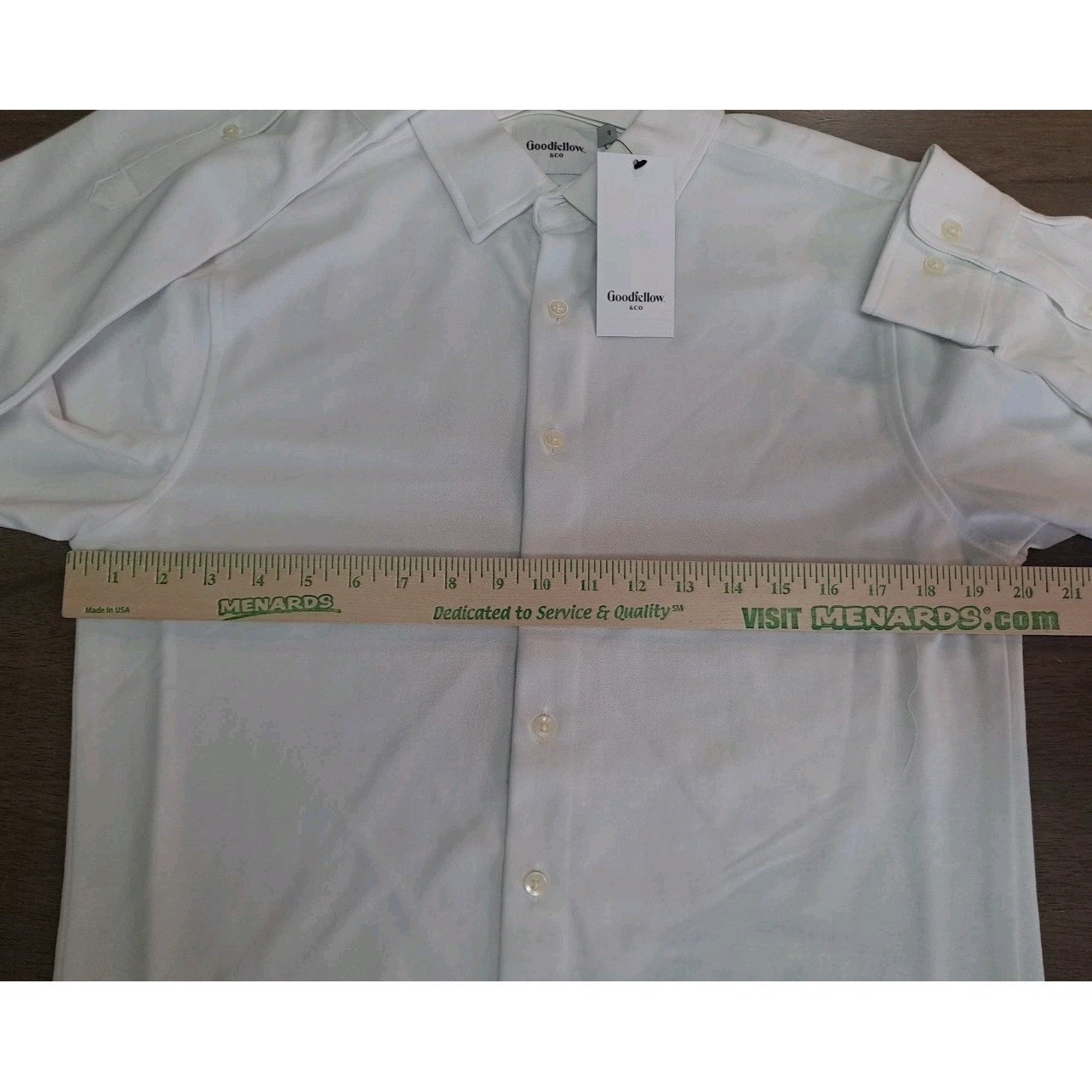 Goodfellow & Co Men’s White Performance Pique Button Down Long Sleeve Size Small