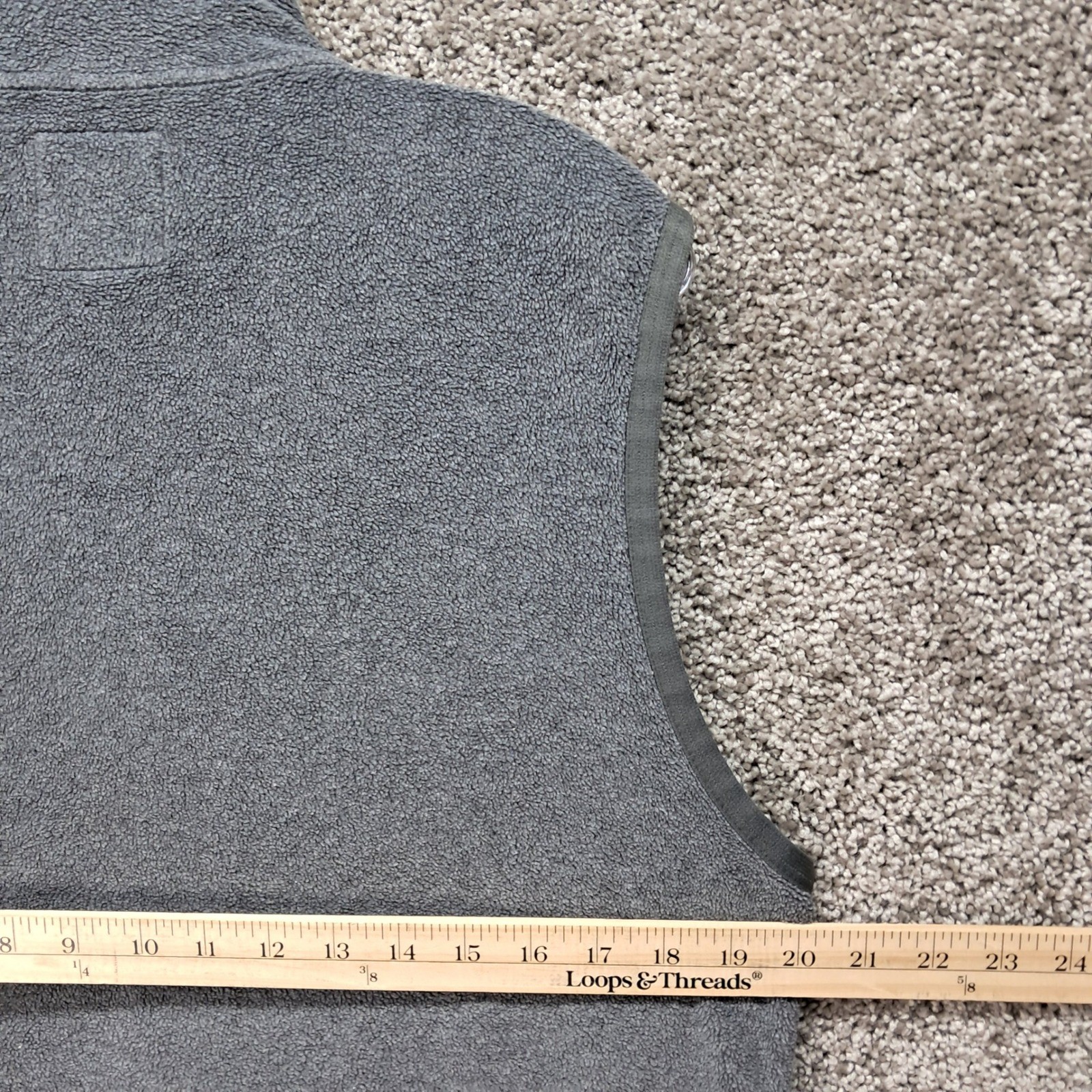 GAP Mens Small Gray Full Zip Fleece Vest Mock Neck 3 Pocket RN54023