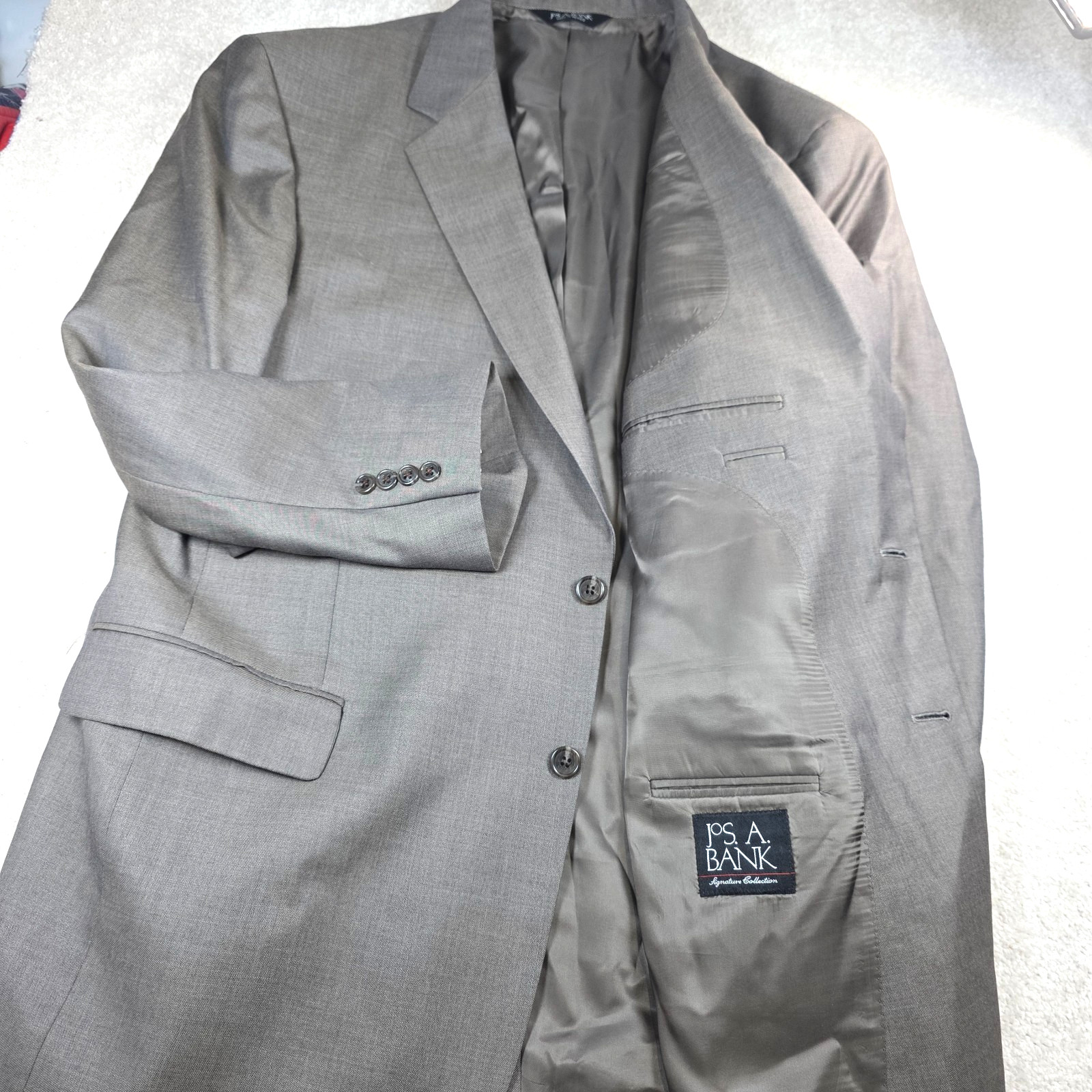 Jos A Bank Gordon 46R Gray Blazer 80 Wool 20 Silk Sport Coat Mens Two Button