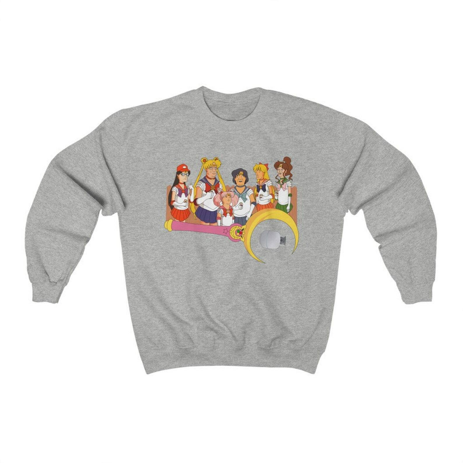 King of the Hill & Sailor Moon Crossover design Heavy Blend Crewneck Sweatshirt