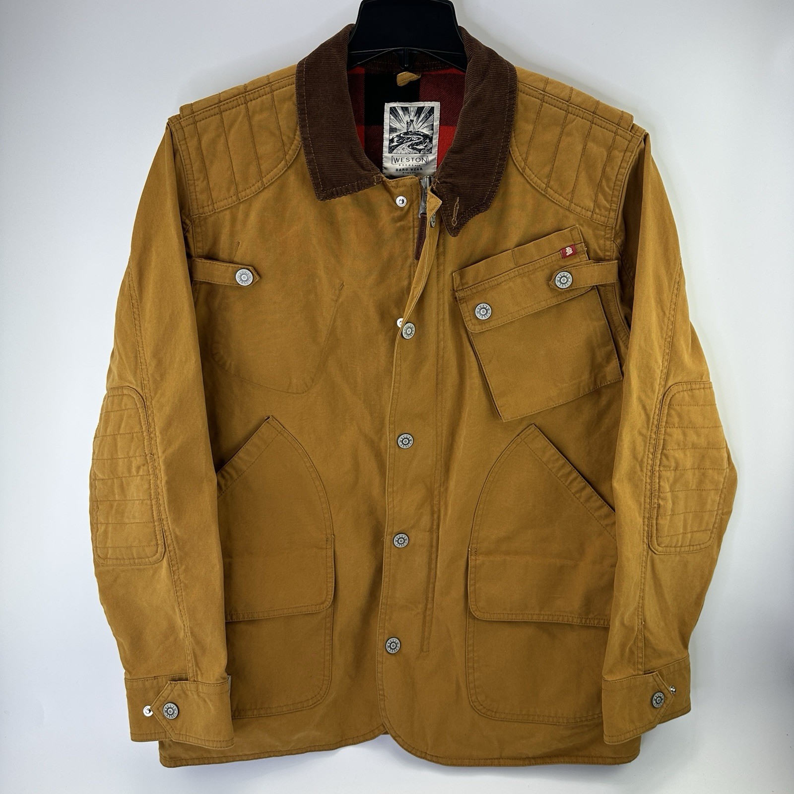 &Sons Trading Co Weston Photographers Jacket Dark Tan Waxed Coated Canvas Men XL