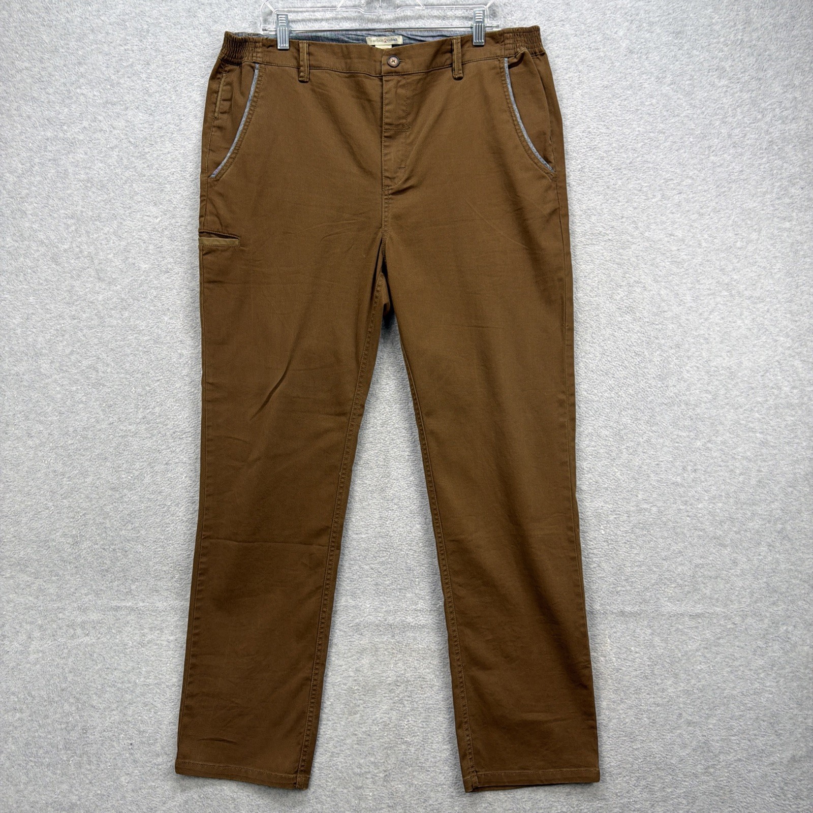 Carbon 2 Cobalt Pants Mens 35×30 Brown Khakis Chino Straight Leg Elastic Stretch