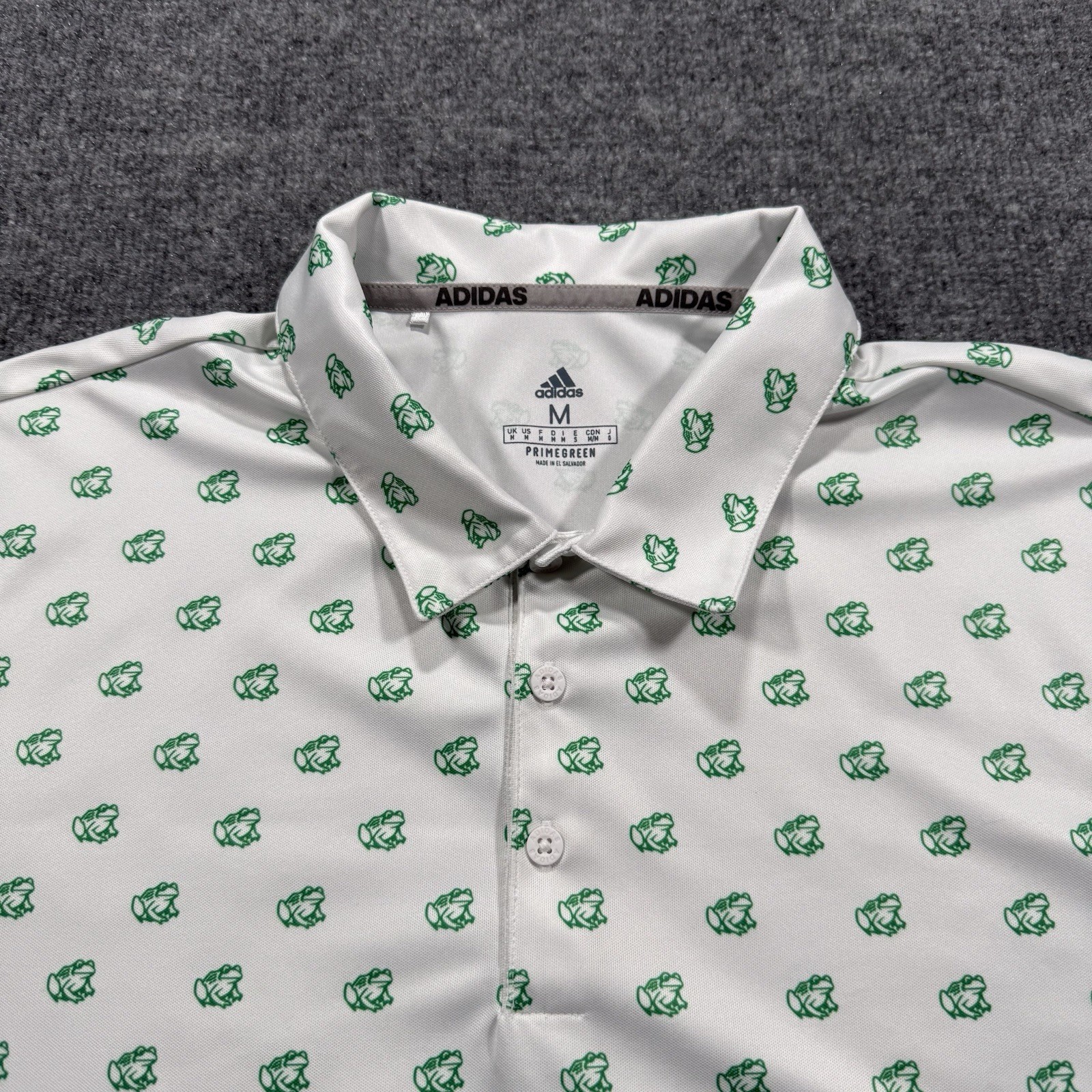 Adidas Polo Medium Frog Pattern Shirt Sleeve Golf Shirt Men’s