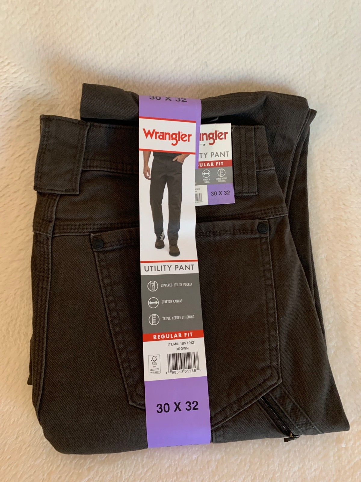 Wrangler Men’s Utility Pant Choose Color Brown or Gray & Size