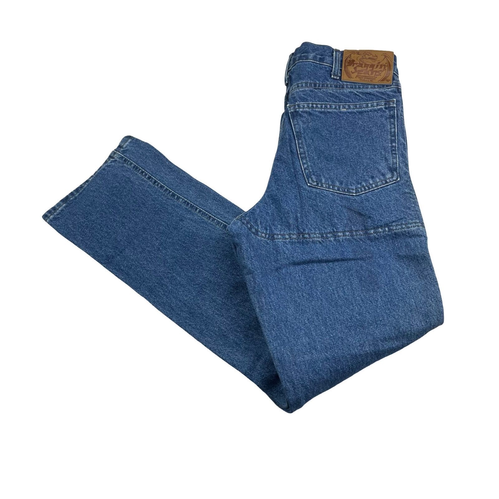 VTG Draggin Jeans Men’s Double Knee Moto Jeans Medium Wash Blue • 30×32