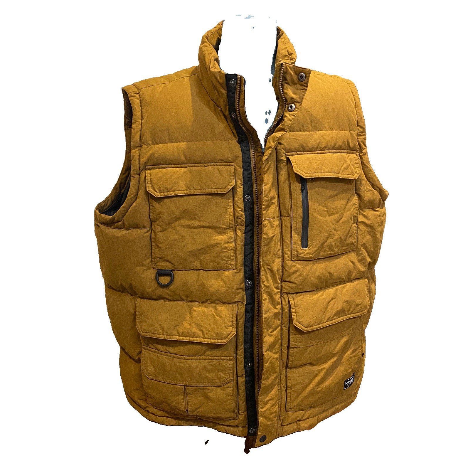 Eddie Bauer Utility Vest Mens 2XL Down Insulated Brown Puffer Full Zip Rain