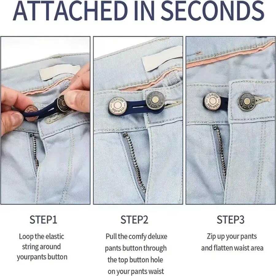 6PCS Jeans Button Extender Adjustable Waist Extender for Men Women Pants-New-US
