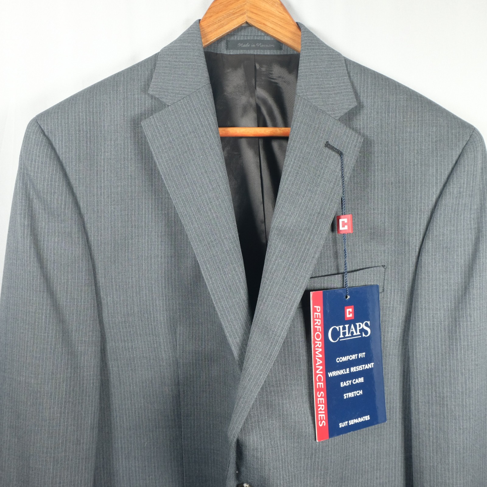 NWT Chaps Classic Gray Pinstripe Double Button Blazer Men’s Size 38R MSRP – $240