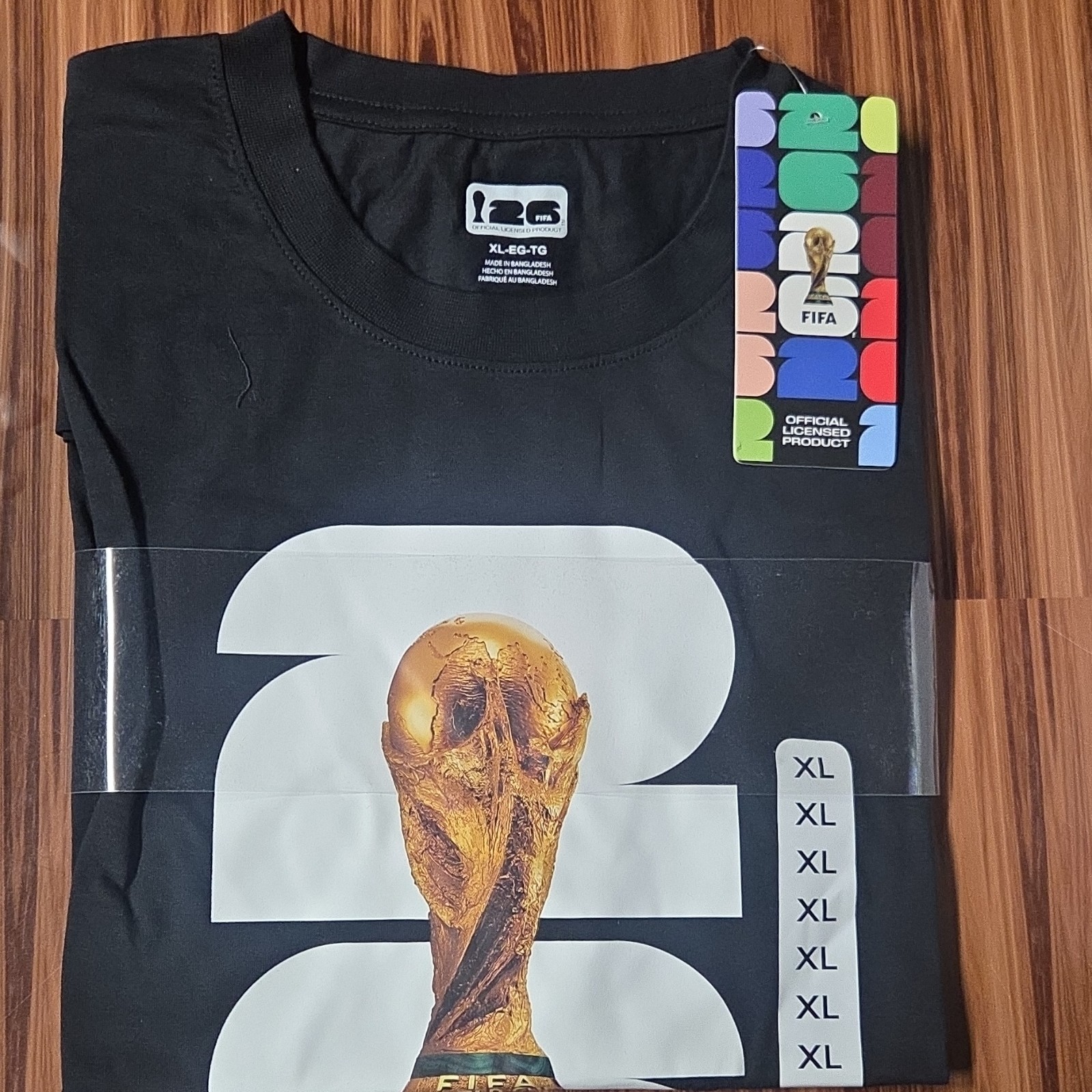 FIFA Graphic Print Logo T-Shirt – Black Crew Neck Short Sleeve Men’s Regular XL