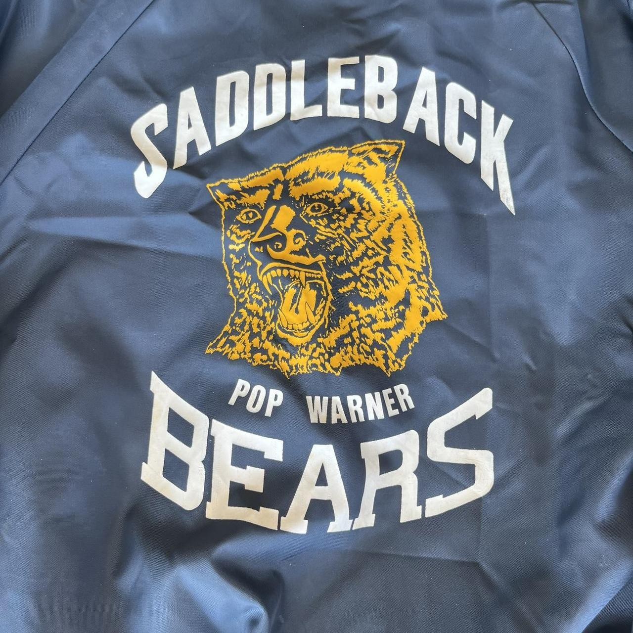 vintage 70s 80s navy blue yellow saddleback bears coachs windbreaker nylon