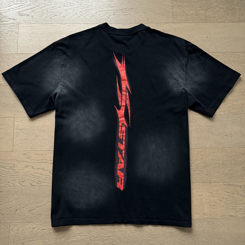 NEW Hell Studios star Red Classic Stripe Logo printing Mens T-shirt
