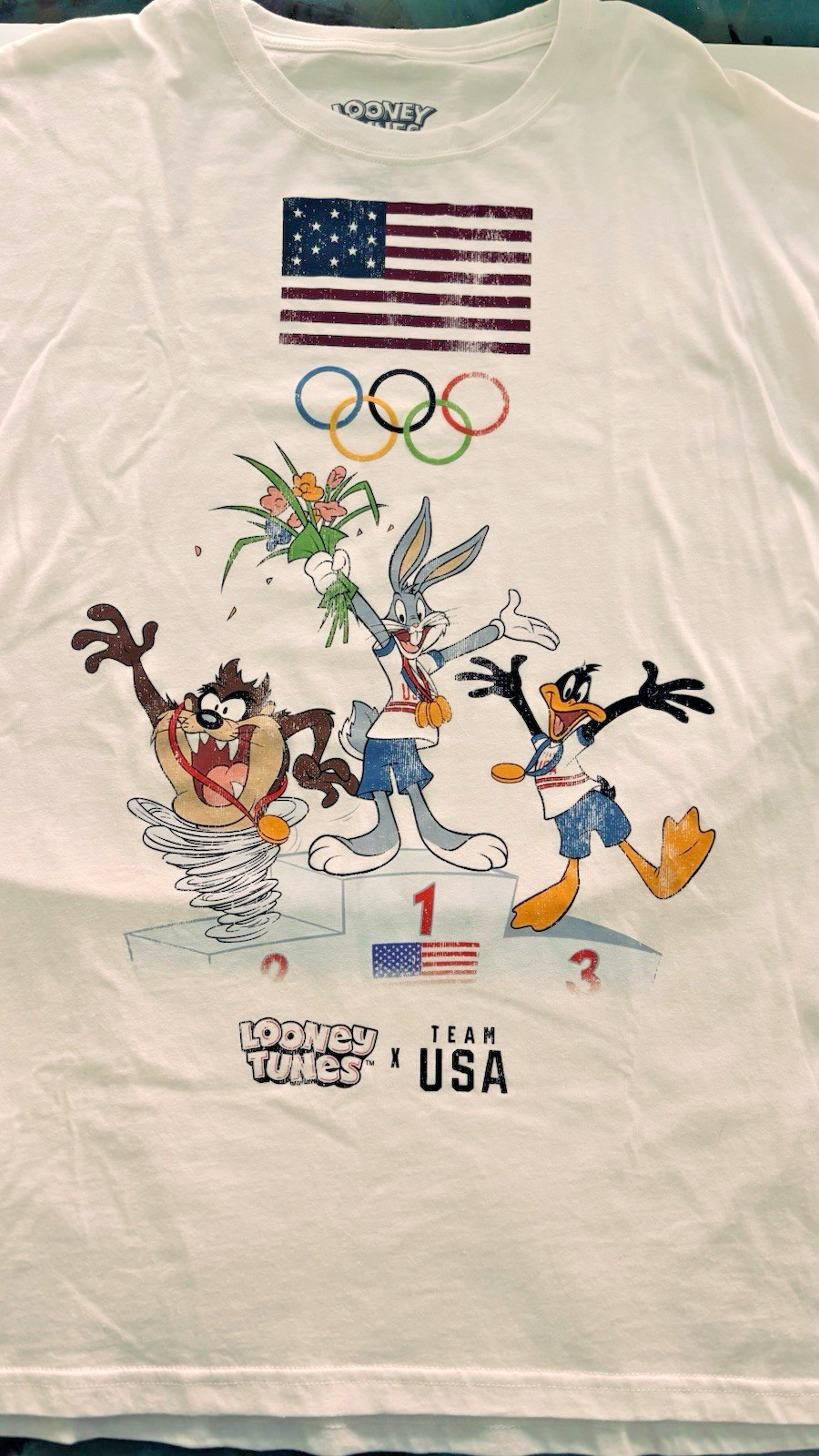 Looney Tunes X Team USA OLYMPICS T-Shirt Medal Winners Taz, Bugs & Daffy, Med