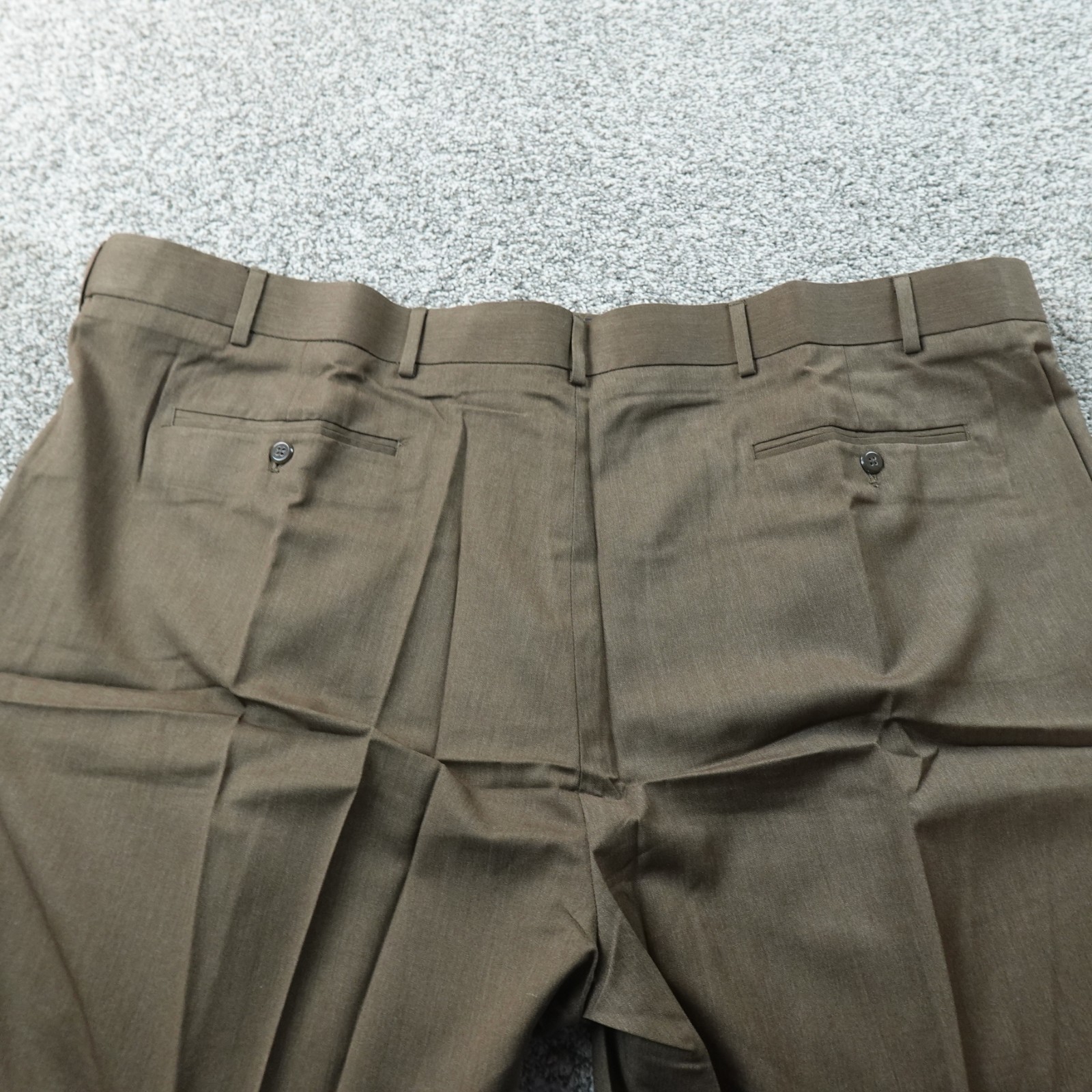 NEW Stafford Pants Mens 54X30 Brown Travel Chino Dress Trouser Pleated Cuffed
