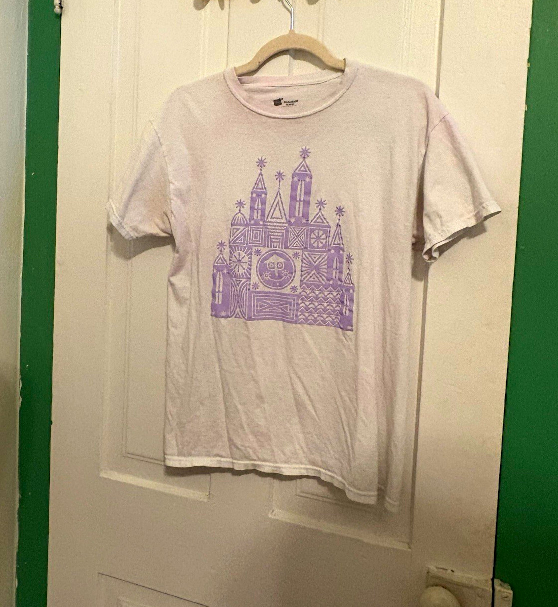 Hanes ComfortSoft Men’s M White/Purple Graphic Print Crew Neck Cotton Tee SS