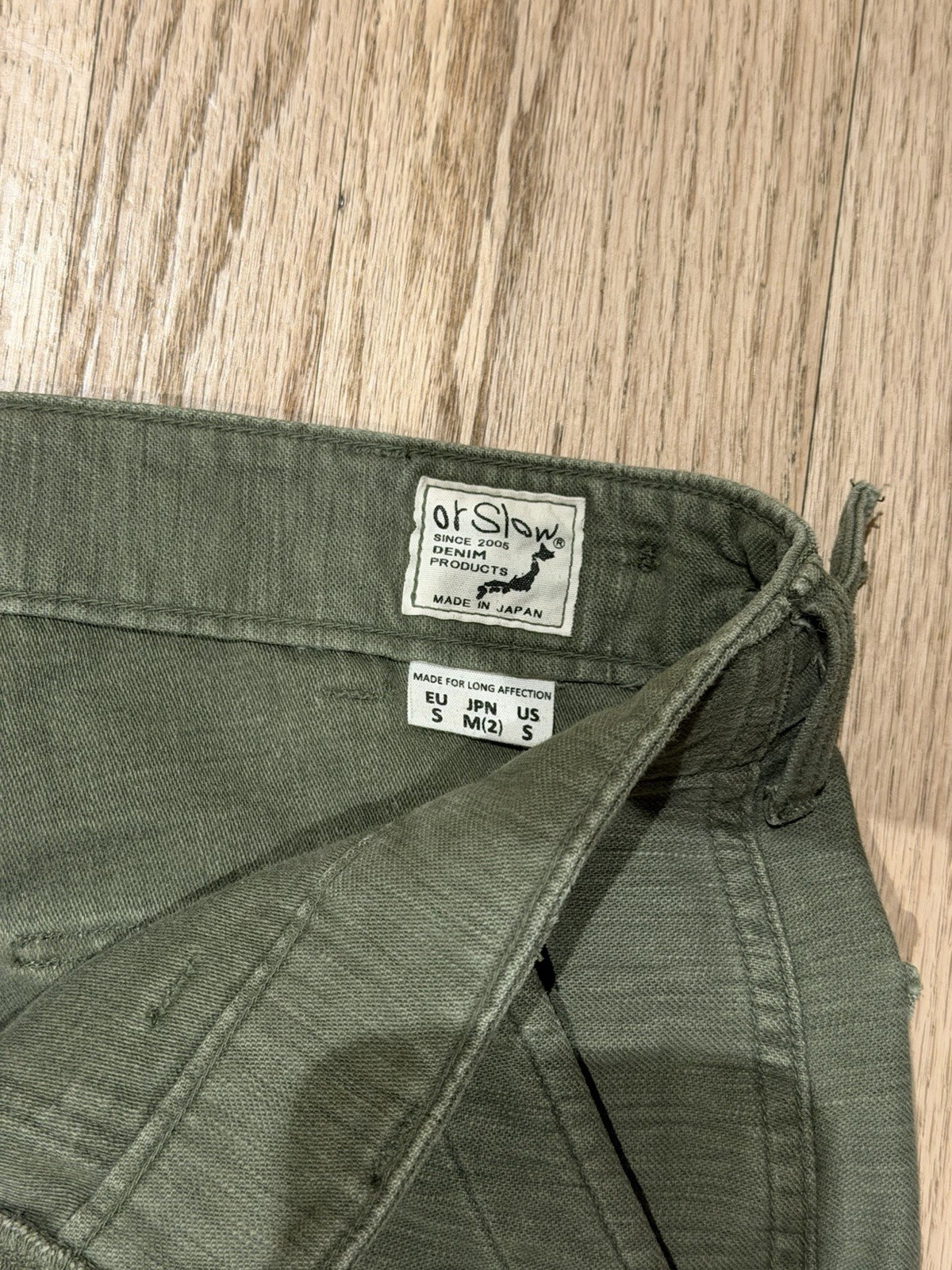 orSlow Men’s Green Solid Casual Pants Size M/2 size 32. Regular cut!