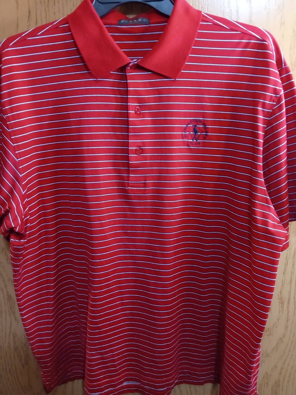 Men’s Divots Red With Blk & White Stripes Large Size Polo 4 U